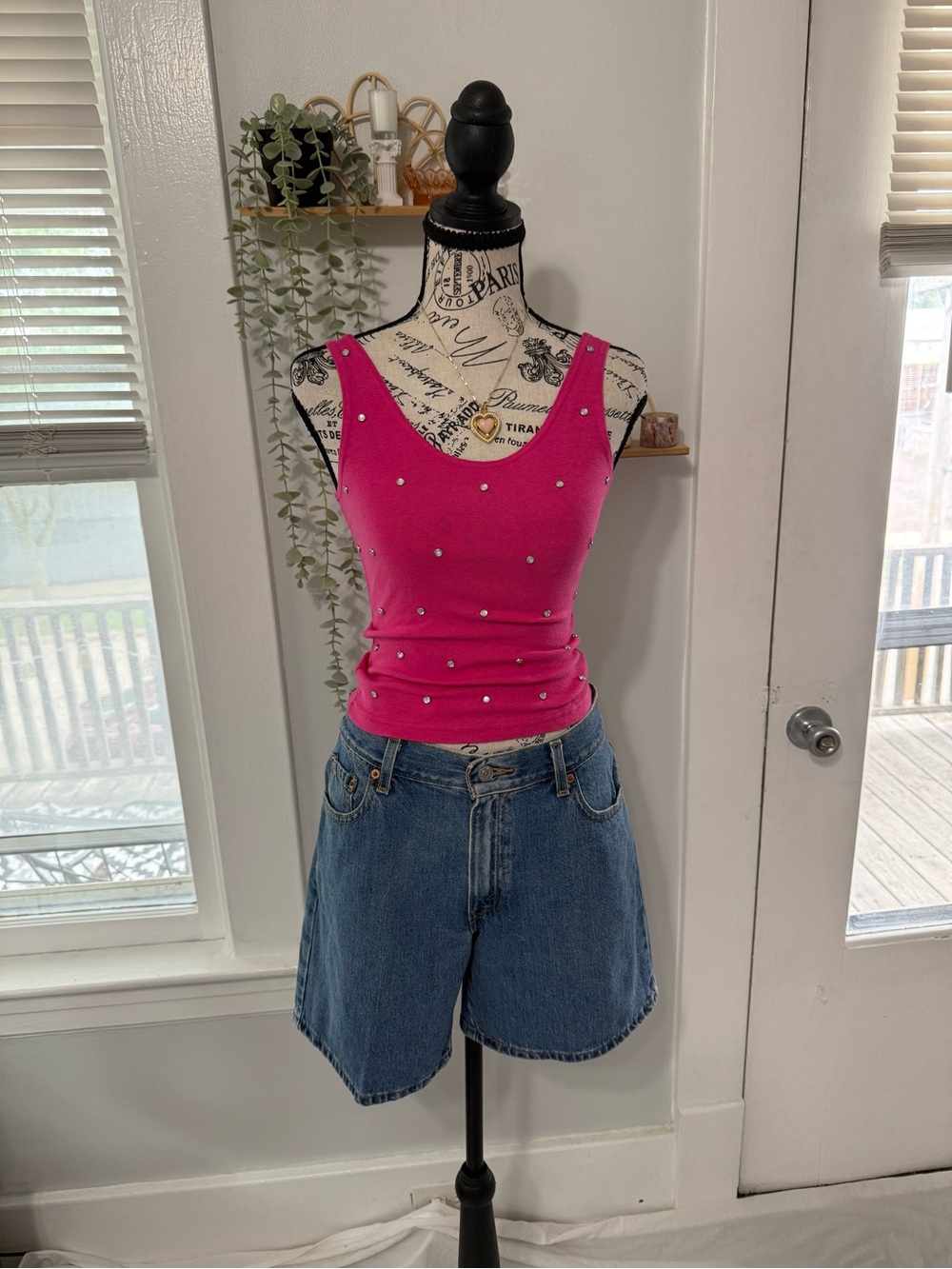 Croquet Club Y2K tank top with silver rhinestones 95% cotton